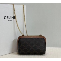 Super Quality Celine Clutch On Chain Mini Bag in Triomphe Canvas and Lambskin 10E382 2025