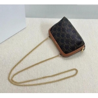 Super Quality Celine Clutch On Chain Mini Bag in Triomphe Canvas and Lambskin 10E382 2025