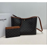 Best Grade Celine Soft Shopping Bag in Triomphe Canvas and Calfskin Leather 123912 2025