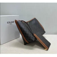 Best Grade Celine Soft Shopping Bag in Triomphe Canvas and Calfskin Leather 123912 2025