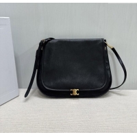 Top Quality Celine Besace Soft Triomphe in Supple Shiny Lambskin 123632 Black 2025