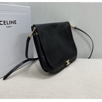 Top Quality Celine Besace Soft Triomphe in Supple Shiny Lambskin 123632 Black 2025