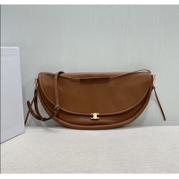 Shop Discount Celine Halfmoon Soft Triomphe Bag in Supple Shiny Lambskin 124142 Tan 2025