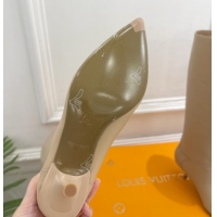Top Grade Louis Vuitton 6AM Heel High Boots 5.5cm in Calf Leather with Back Strap Beige 1AIUOR 1021141