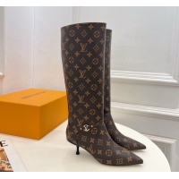Luxurious Louis Vuitton 6AM Heel High Boots 5.5cm in Monogram Canvas with Back Strap 1AIUOR 1021143