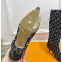 Good Looking Louis Vuitton 6AM Heel High Boots 5.5cm in Monogram Denim with Back Strap Black 1AIUOR 1021144