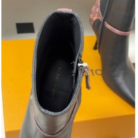 Good Quality Louis Vuitton 6AM Heel Ankle Boots 9.5cm in Monogram Canvas and Leather with Back Strap Black 1AIUOR 102114