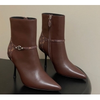 Pretty Style Louis Vuitton 6AM Heel Ankle Boots 9.5cm in Monogram Canvas and Leather with Back Strap Brown 1AIUOR 102114