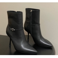 Grade Quality Louis Vuitton 6AM Heel Ankle Boots 9.5cm in Calf Leather with Back Strap Black 1AIUOR 1021150