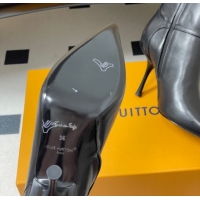 Grade Quality Louis Vuitton 6AM Heel Ankle Boots 9.5cm in Calf Leather with Back Strap Black 1AIUOR 1021150