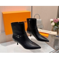 Top Grade Louis Vuitton 6AM Heel Ankle Boots 5.5cm in Calf Leather with Back Strap Black 1AIUOR 1021152