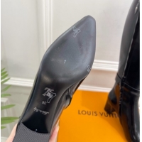 Shop Duplicate Louis Vuitton Heel High Boots 5cm in Patent Leather with Buckle Strap Black LV102201 1022004
