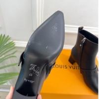 Charming Louis Vuitton Fusee Heel Ankle Boots 5cm in Calf Leather with Buckle Strap Black 1022007