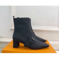 Top Design Louis Vuitton Fusee Heel Ankle Boots 5cm in Matte Leather with Buckle Strap Black 1022008