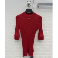 Inexpensive Miu Miu Wool Short-sleeved Sweater M121902 Red 2025