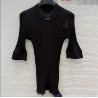 Famous Brand Miu Miu Wool Short-sleeved Sweater M121903 Brown 2025