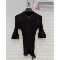 Famous Brand Miu Miu Wool Short-sleeved Sweater M121903 Brown 2025