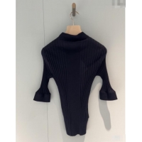 Top Grade Miu Miu Wool Short-sleeved Sweater M121904 Black 2025