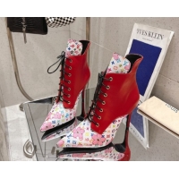 Buy Luxury Louis Vuitton LV x TM Monogram Canvas and Leather Laced-up Ankle Boots 9cm Red LV102203 1022019