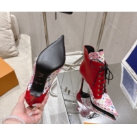 Buy Luxury Louis Vuitton LV x TM Monogram Canvas and Leather Laced-up Ankle Boots 9cm Red LV102203 1022019