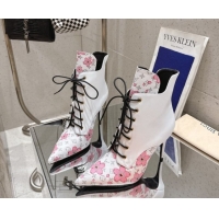 Luxury Louis Vuitton LV x TM Monogram Canvas and Leather Laced-up Ankle Boots 9cm White LV102203 1022020