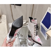 Luxury Louis Vuitton LV x TM Monogram Canvas and Leather Laced-up Ankle Boots 9cm White LV102203 1022020