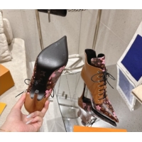 Perfect Louis Vuitton LV x TM Monogram Canvas and Leather Laced-up Ankle Boots 9cm Brown LV102203 1022021