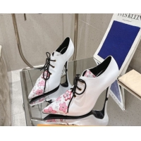 Discount Louis Vuitton LV x TM Monogram Canvas and Leather Laced-up Pumps 9cm White LV102203 1022024