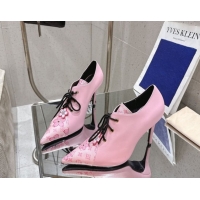 Big Discount Louis Vuitton LV x TM Monogram Canvas and Leather Laced-up Pumps 9cm Light Pink LV102203 1022025