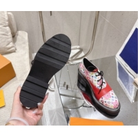 Purchase Louis Vuitton LV x TM Monogram Canvas and Leather Laced-up Shoes Red LV102204 1022036