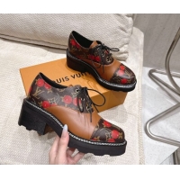 Low Price Louis Vuitton LV x TM Monogram Canvas and Leather Laced-up Shoes Brown/Cherry Red 2025 LV102204 1022037