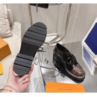 Most Popular Louis Vuitton Monogram Canvas and Patent Leather Laced-up Shoes Black LV102204 1022038