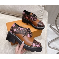Pretty Style Louis Vuitton LV x TM Monogram Canvas and Leather Laced-up Shoes Brown/Cherry Pink LV102204 1022039