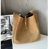Promotional Saint Laurent LE 5 A 7 Supple Large Bucket Bag in Suede 753837 Brown Top Quality