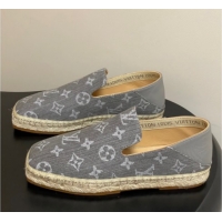 Good Quality Louis Vuitton Monogram Denim Flat Espadrilles Grey LV102205 1022046