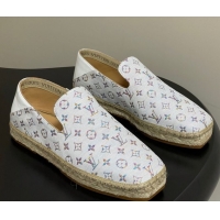 Good Product Louis Vuitton LV x TM Monogram Multicolored Textile Flat Espadrilles White LV102205 1022050