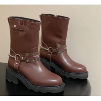 Popular Style Louis Vuitton LV Beaubourg Ankle Boots 4cm in Leather with Chain Strap Brown 1AIBQR 1022052