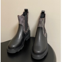 Hot Style Louis Vuitton LV Beaubourg Chelsea Ankle Boots in Damier Canvas and Leather Black 1AIEJ4 1022058