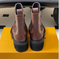 Perfect Louis Vuitton LV Beaubourg Chelsea Ankle Boots in Damier Canvas and Leather Brown 1AIEJ4 1022059