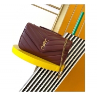 Top Quality Saint Laurent Loulou Medium Bag in Matelasse Lambskin 801439 Burgundy 2025