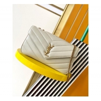 New Design Saint Laurent Loulou Medium Bag in Matelasse Lambskin 801439 White 2025
