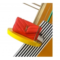 Low Cost Saint Laurent Loulou Small Bag in Matelasse Lambskin 801437 Celosia Red 2025