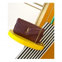 Best Price Saint Laurent Loulou Small Bag in Matelasse Lambskin 801437 Burgundy 2025