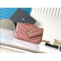 Super Quality Saint Laurent Loulou Small Bag in Matelasse Lambskin 801437 Hortensia Pink 2025
