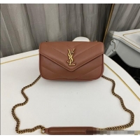 Traditional Specials Saint Laurent Loulou Mini Bag in Matelasse Lambskin 821749 Brown 2025