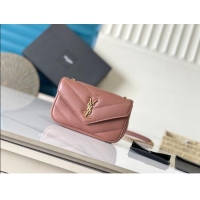 Top Design Saint Laurent Loulou Mini Bag in Matelasse Lambskin 821749 Hortensia Pink 2025