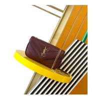 Good Looking Saint Laurent Loulou Mini Bag in Matelasse Lambskin 821749 Burgundy 2025