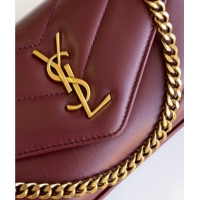 Good Looking Saint Laurent Loulou Mini Bag in Matelasse Lambskin 821749 Burgundy 2025
