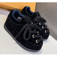Sumptuous Louis Vuitton LV Yeti Lace Up Platform Shoe in Suede 1AIJDZ Black 1022062