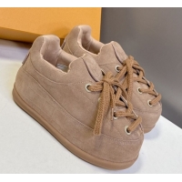 Lowest Cost Louis Vuitton LV Yeti Lace Up Platform Shoe in Suede 1AIJDZ Beige 1022063